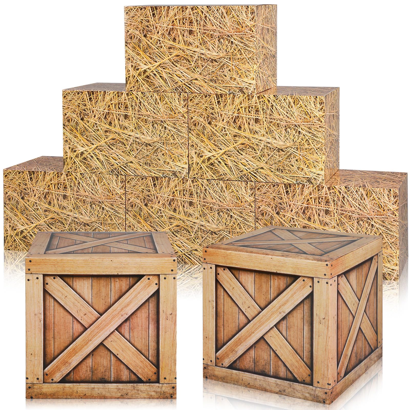 Amazon.com: Outus 8 Pcs Hay Bales Boxes Decor Western Cowboy Party